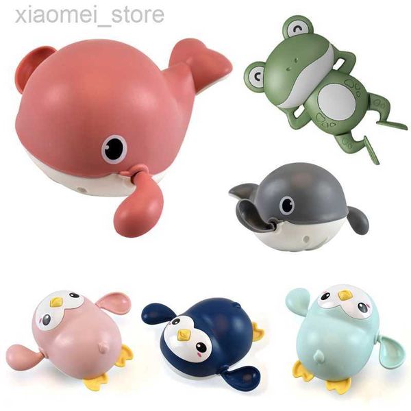

3pscbath toys baby bath toys cute animal cartoon whale penguin classic baby water toy swim chain toy watch for kid