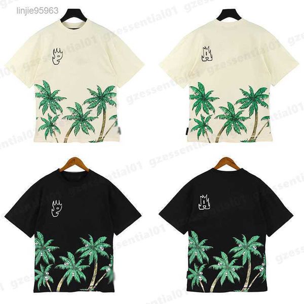 

palms print t shirt fashion letter short-sleeved crew neck tshirt word angels mens summer street hip hop designer casual tshirtsdk90, White;black