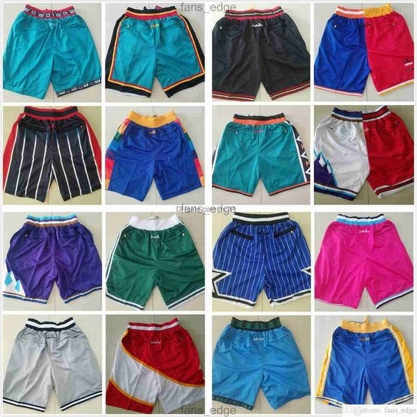 

mens all team stitched just don basketball pocket retro shorts hip pop pant with pockets zipper sweatpants baseball short man s-xxl, Black