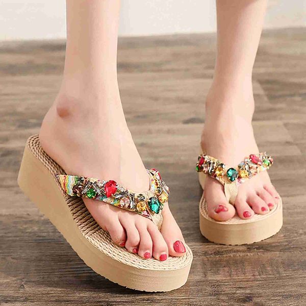 

slippers flip pinch toe slippers for women indoor and outdoor beach rhinestone slippers female shoes flip beach shoes, Black