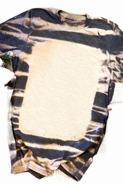 

blue tie dye stripe print bleached t-shirt 2023 new 84qg#, White