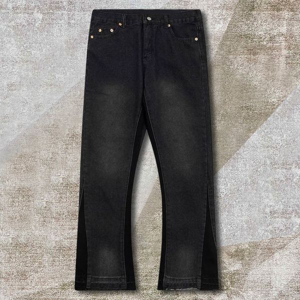 

men's jeans black stitching street motorcycle pant pantalon homme 2023 spring trendy punk denim long pants hip hop 230517, Blue