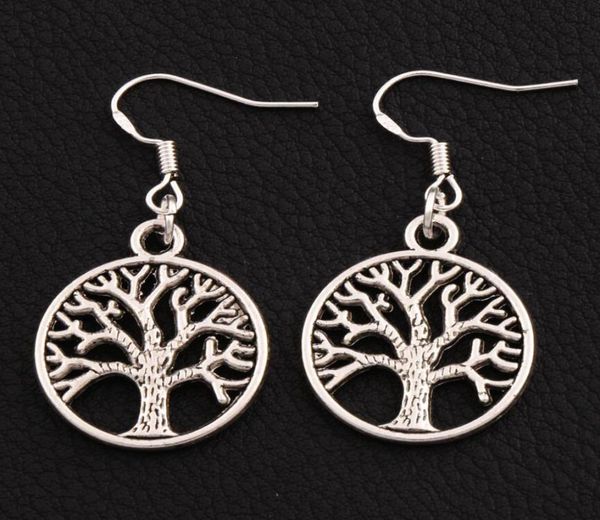 

tree of life earrings 925 silver fish ear hook 40pairslot antique silver chandelier e463 20x40mm2823035