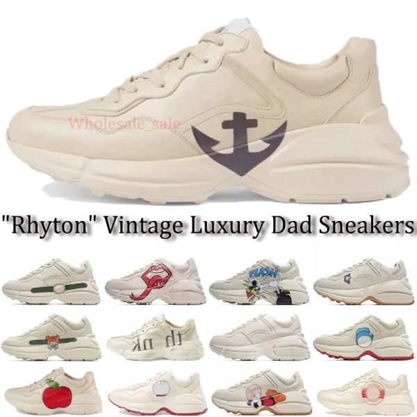 

new rhyton dad designer sneaker casual shoes 620185 99wf0 4371 vintage couple shoes 35-45 gg''sneakers kho, Black