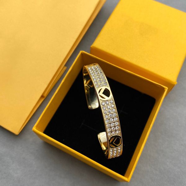 

fashion designer bangle bracelet for men women full diamond gold letters f bracelets gifts women's luxury love bracelets jewelry, Black