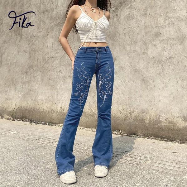 

jeans slim low waist flare pants butterfly rhinestone printed bell bottom jeans harajuku blue long skinny streetwear women jeans
