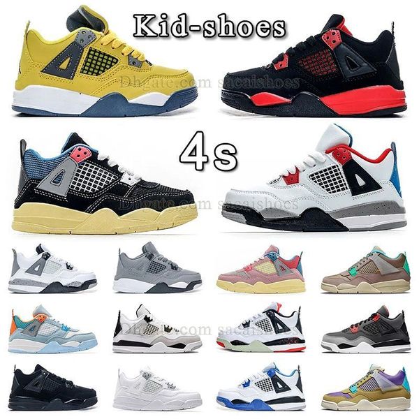 

new fashion kid shoes jumpman 4 infant basketball shoes lightning red thunder child shoe kids sneaker outdoor trainers black cat 4s boys and
