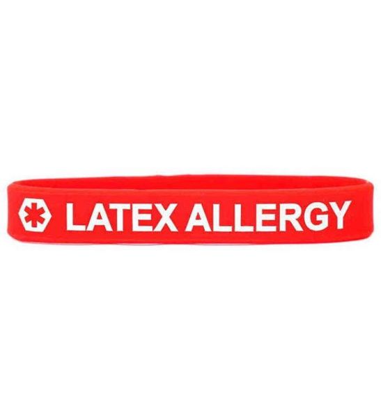 

300pcs medical alert latex allergy wristbands silicone bracelets8301092, Black