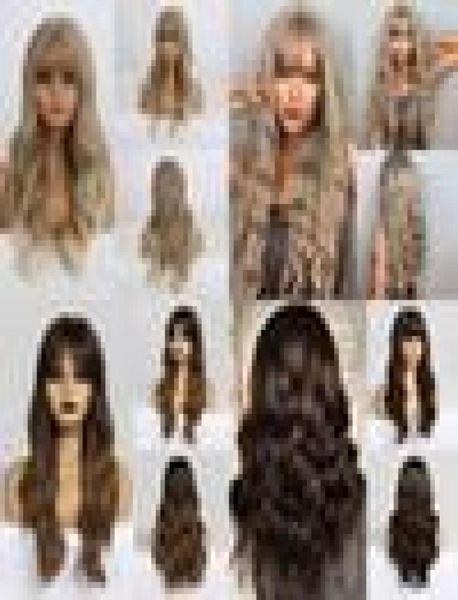

hair easi long dark brown women039s with bangs water wave heat resistant synthetic for women african american 2203014105582, Black;brown