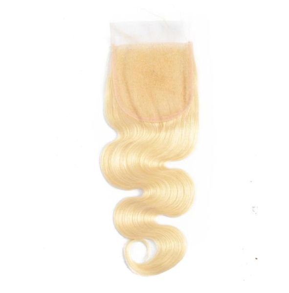 

indian raw virgin hair 613 blonde body wave 4x4 lace closure middle three part four by four closure 613 color7890350, Black;brown