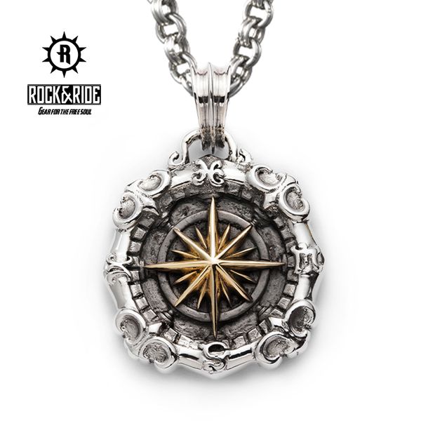 

fpd0236an,star sea compass pendant, Silver