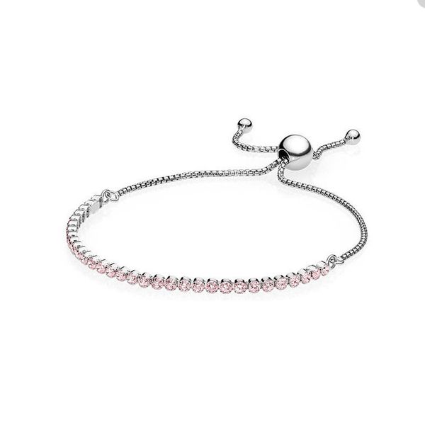 

pink crystal diamond slider tennis bracelet for pandora 925 sterling silver bracelets designer wedding jewelry for women luxury bracelet wit, Black