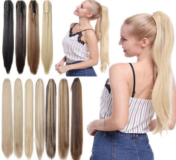 

22inch26inch synthetic claw on ponytail hair extension fake ponytail hairpiece for women black brown blonde tail hair extension7120799