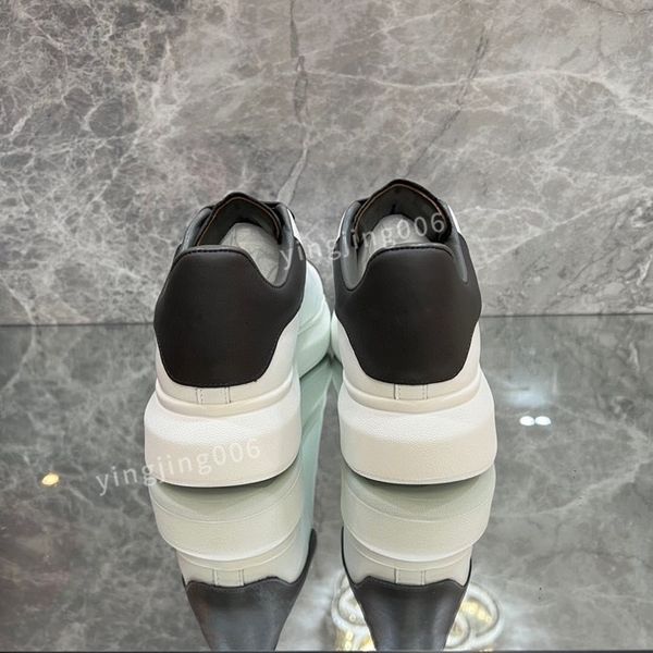

brand designer platform men quality casual shoes leather lace-up sneaker lady flat running trainers letters gym sneaker2023, Black