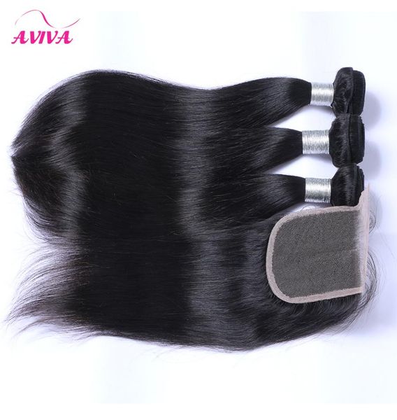 

8a brazilian peruvian malaysian indian cambodian straight virgin hair weaves 3 bundles with lace closures remy human hair ex2306838, Black