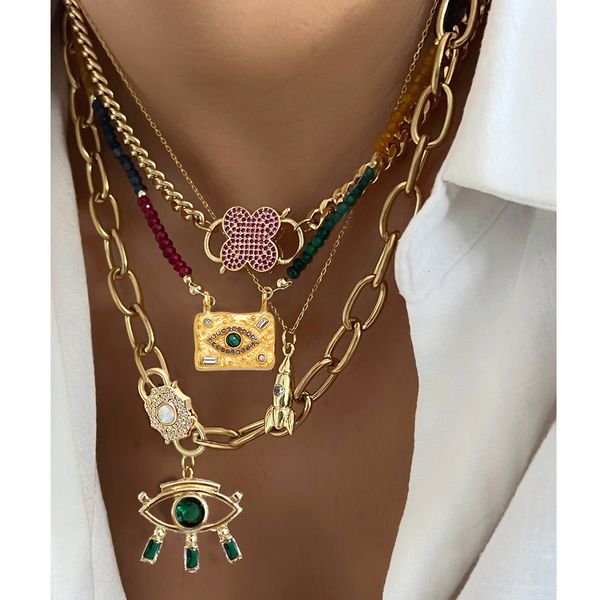 

chokers accessories bling zircon clasp connect carabiner screw fashion cuban link chain necklace for men woman punk choker colar jewelry 230, Golden;silver