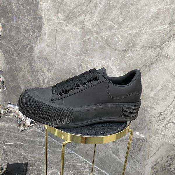 

2023r platform men quality casual shoes leather lace-up sneaker lady flat running trainers letters gym sneaker, Black