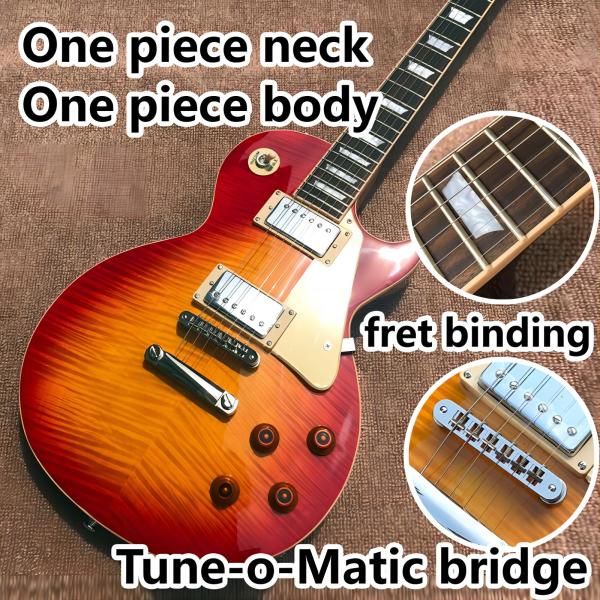 

china electric guitar oem shop standard r9 les vos 6 strings electric paul guitarone piece wood body and neck yellow binding16658