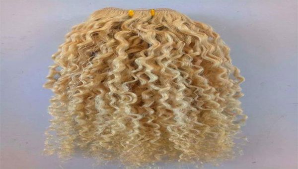 

brazilian human virgin remy blonde hair curly hair weft soft double drawn hair extensions 100g one bundle1186165, Black