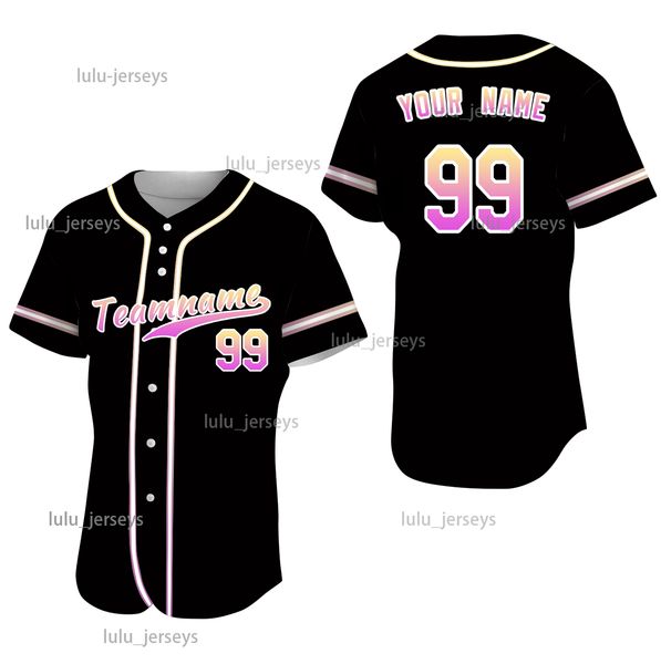 

new colorful baseball jersey jersey personalized fashion baseball cool gradient color uniforms for men, Blue;black