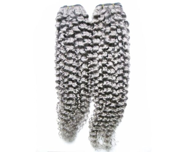 

gray hair extensions brazilian hair weave bundles 2 piece 200g kinky curly grey hair weave double weft9664657, Black