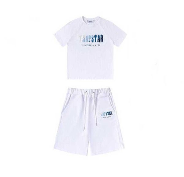 

men's trapstar t shirt set letter tracksuit short sleeve plush shortsmotion current 023, White;black