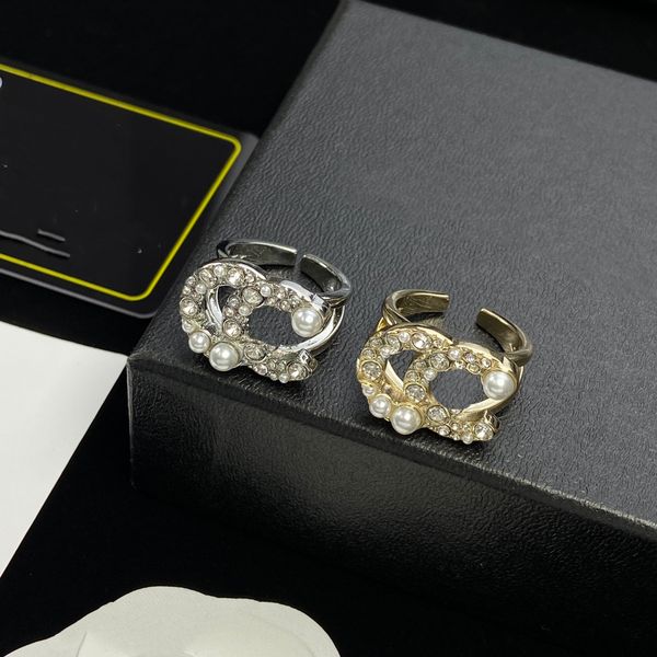 

designer for lady women ccity open ring with side stones high-quality banquet accessories women c logo wedding rings 879, Silver