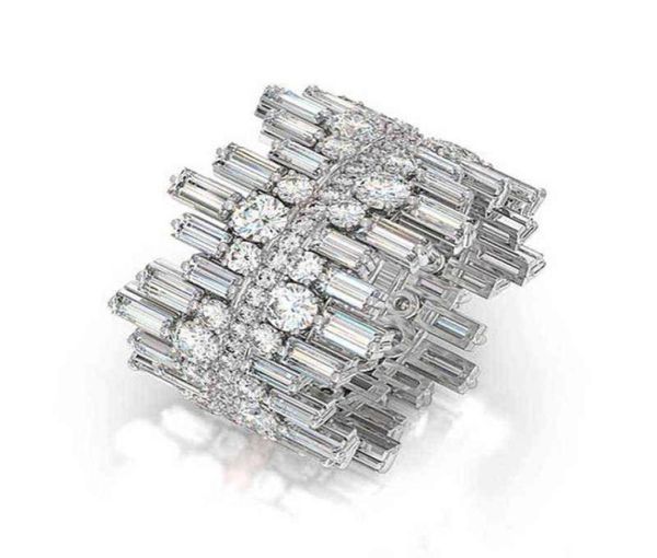 

huitan gorgeous silver color cubic zirconia wedding party ring for women personality irregularity design trendy jewelry size6105736430