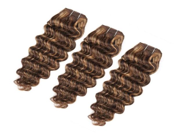 

mixed color 4 27 honey blonde deep wave hair extensions virgin brazilian human hair weaves piano color weaves 3pcslot7824947, Black;brown