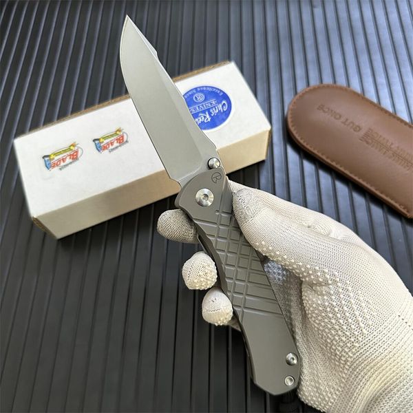 

chris reeve umnumzaan folding knife 3.675" s35vn stonewashed blade milled titanium handles cr 21th/25th camp hunt pocket knives self-de