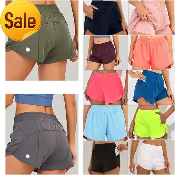 

lu-0160 brand womens yoga outfits high waist shorts exercise short pants fitness wear girls running elastic sportswearlu, Gray