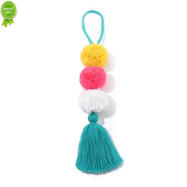 

new cute 3 colours mixed cashmere keychain tassel wool ball key ring pendant for women bag ornament car diy accessory keyring gifts