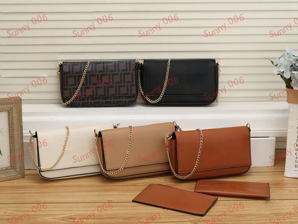 

3 piece chain cross body bag set clip coin wallet letter design shoulder bag lady purse socialite luxury casual woman handbag
