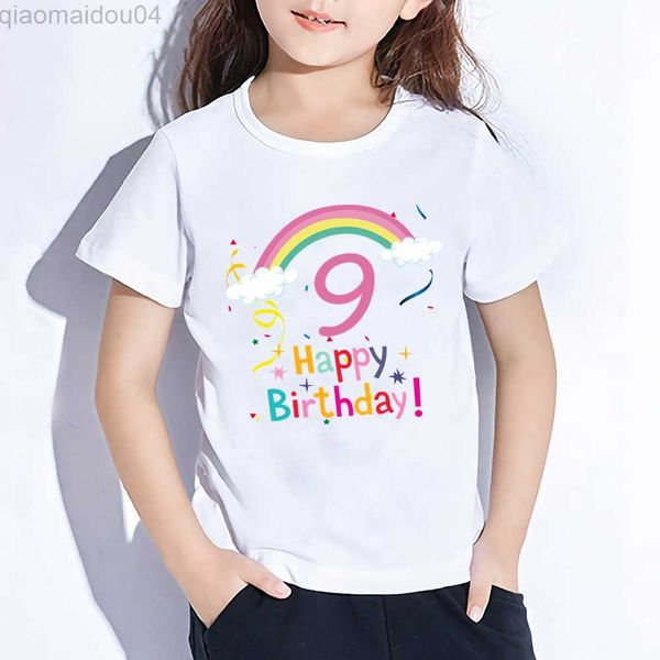 

t-shirts kids rainbow number 1-9 print t shirt boys girls happy birthday gift casual kaii clothes baby cartoon new t-shirt ykp027 aa230518, Blue