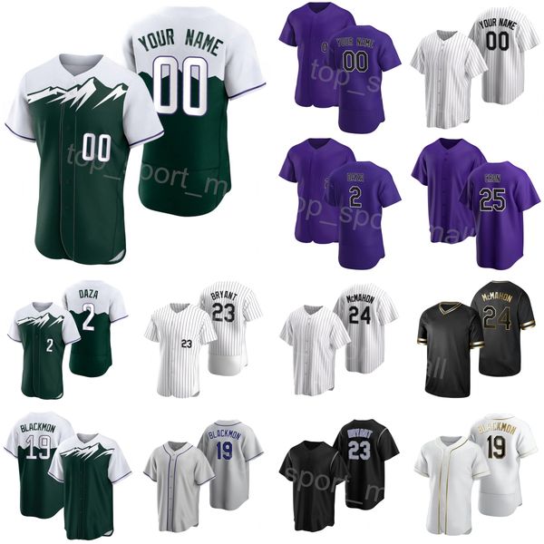 

team baseball 23 kris bryant jersey 24 ryan mcmahon 25 c.j. cron 29 jurickson profar 19 charlie blackmon 2 yonathan daza 48 german marquez 4, Blue;black