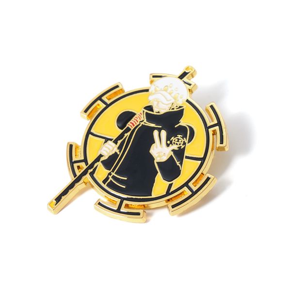 

one piece character heart death surgeon brooch cute anime movies games hard enamel pins collect metal cartoon brooch backpack hat bag collar, Blue