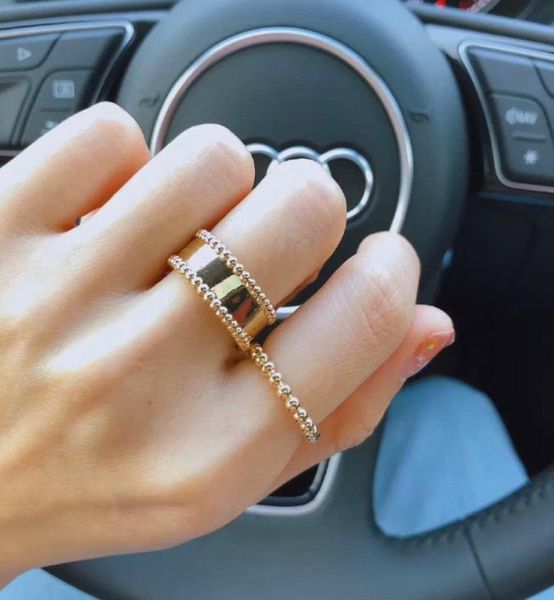

luxury soild 925 sterling silver rings for women thin v gold clover signature ring wedding ring jewelry around beads ring5871912