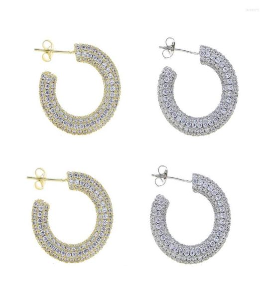 

hoop earrings full iced out bling cz chunky hoops micro pave cubic zirconia sparking geometric round circle earring1475326, Golden;silver