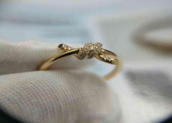 

gu ailing039s same knot ring t women039s sterling silver inlaid with diamond ring ed rope highend custom 18k rose gold1147819