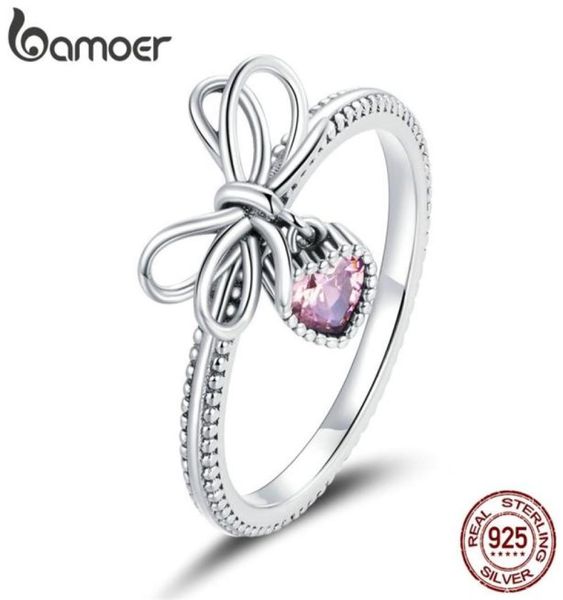 

925 sterling silver gift with bow finger rings for women vintage retro stackable band fine jewelry scr682 2202166010462, Slivery;golden