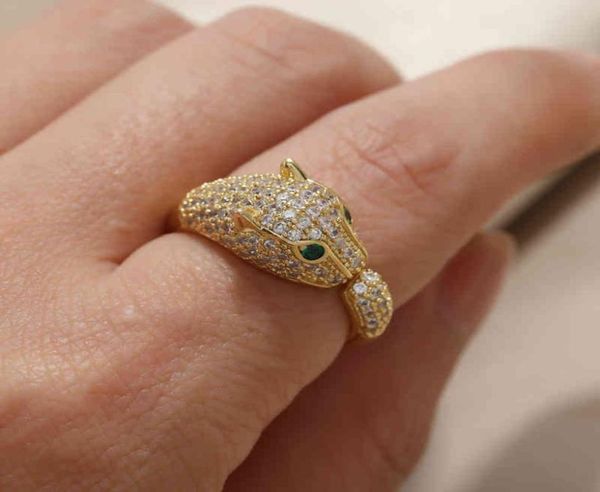 

micro diamond inlaid live engagement opening fashion women039s ring leopard head dominee6942364, Silver