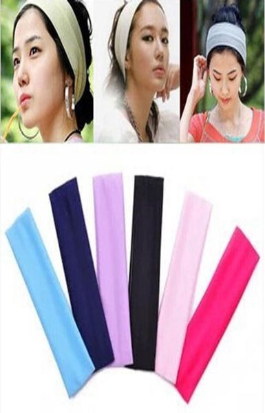

205cm new fashion solid sport yoga dance biker wide headband hood stretch ribbon hairband elastic girlwomen head wrap 19 colors 5093916, Slivery;white