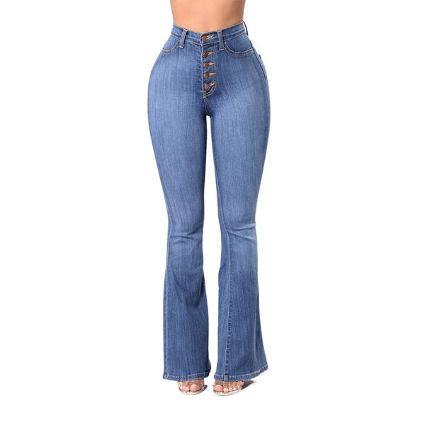 

jeans high waist womens jeans female slim hip trousers ce denim flared pants cotton breathable sweat cloths streetwea denim, Blue