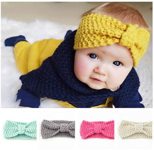

baby knitted headband kids winter bowknot turban girl knot solid hairband girls boutique princess headwrap ear warmer hair accesso6264910, Slivery;white