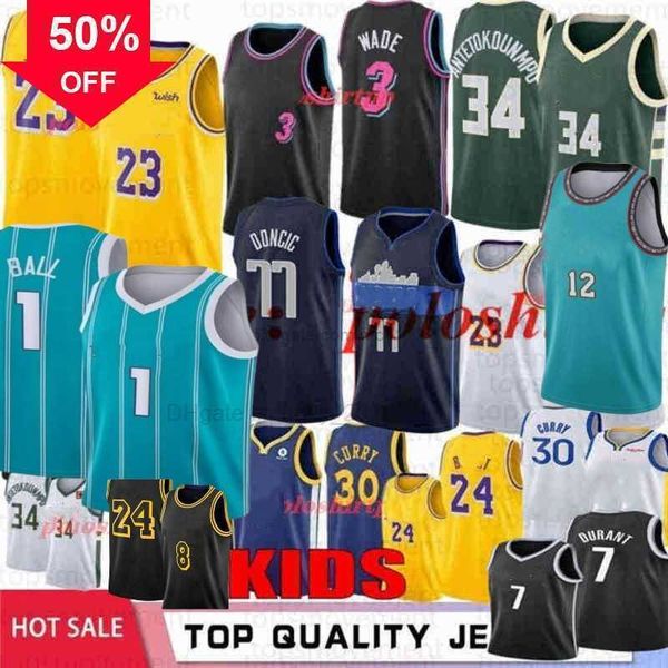 

mens youth kids kevin durant 7 basketball jerseys giannis antetokounmpo 34 black stephen curry 30 doncic dwayne wade 3 ja morant lamelo ball, Black;red