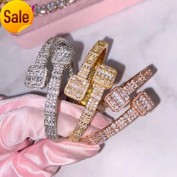 

drop shipping icy baguette cz diamond bangle women fashion jewelry bracelets bangles, Silver