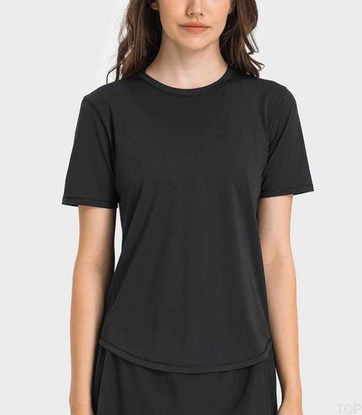 

lu-333 breathable quick dry yoga outfits women's short sleeve sports tennis shirt workout running fitness gym clotheslu, Gray