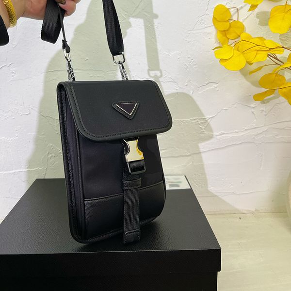 

designer womens nylon shoulder bag handbag enamelled triangle logo crossbody bag classic mini mobile phone bag card clip bag makeup case cla