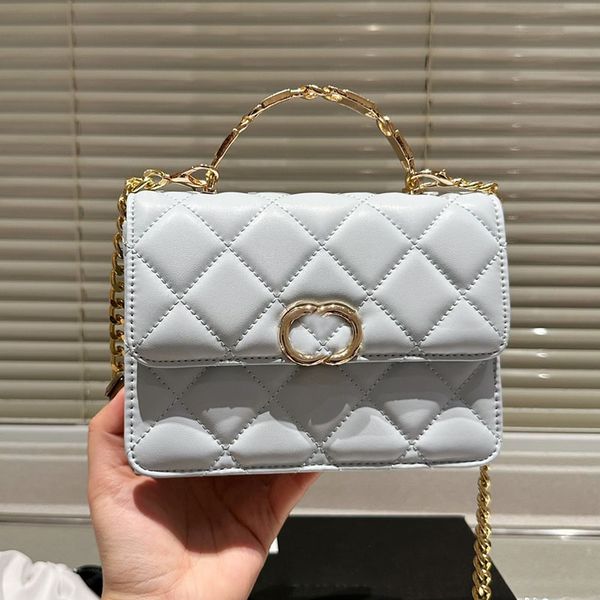 

16/18cm co handle flap bag designer mini tote quilted gold metal hardware chain crossbody shoulder handbag multi pochette wallet 4 colors re