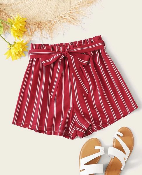 

spring and summer new women's striped shorts chiffon pants, White;black